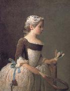 Jean Baptiste Simeon Chardin Girl holding a badminton oil painting picture wholesale